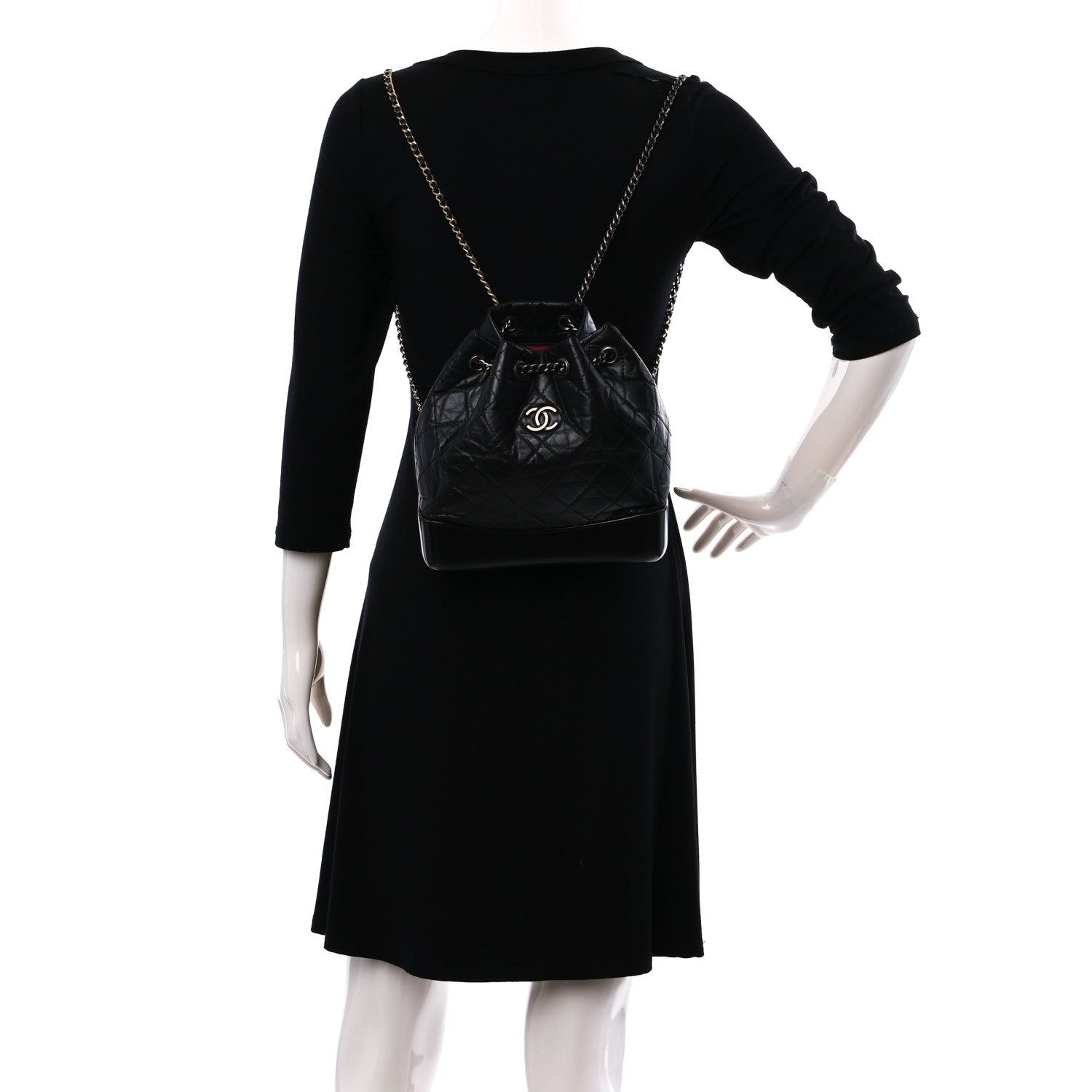 Chanel Aged Calfskin Quilted Small Gabrielle Backpack Black 2 of 9
