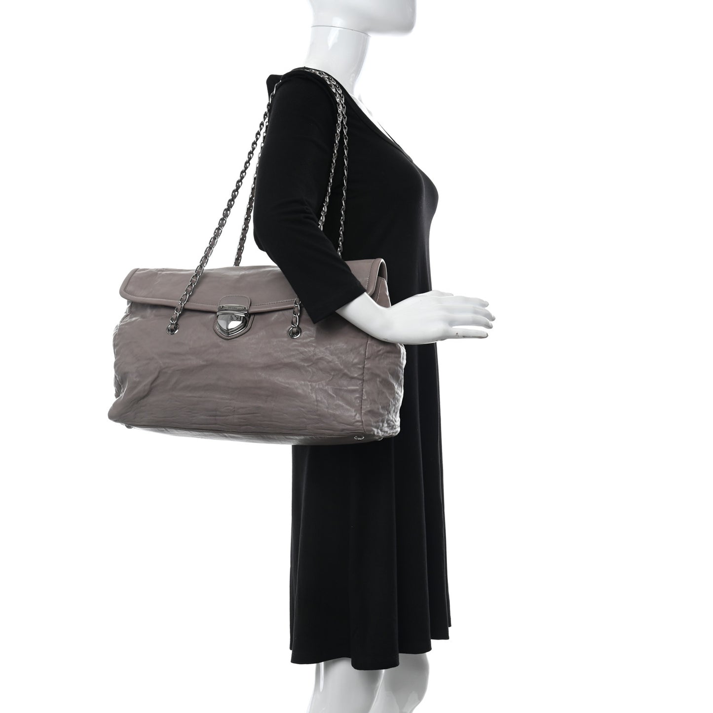 Royal Calf Easy Foldover Pushlock Chain Satchel Argilla
