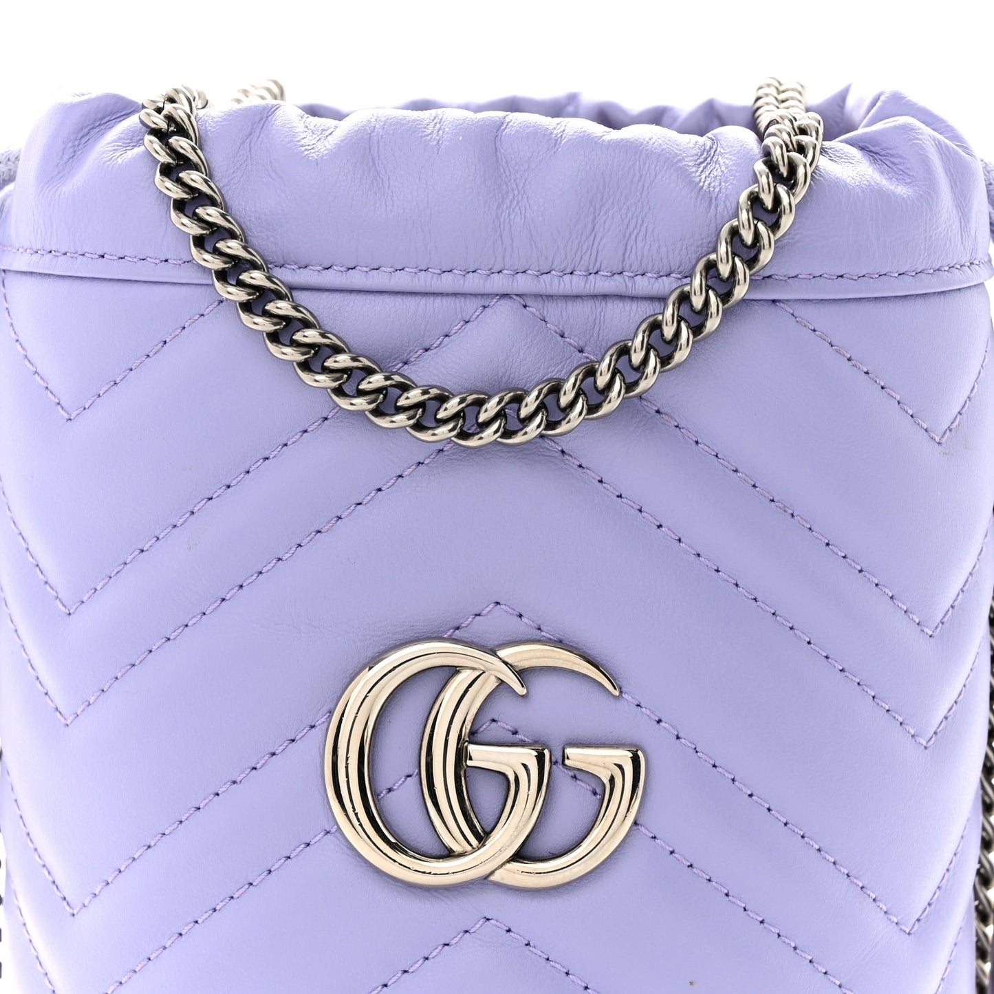 Calfskin Matelasse Heart Mini GG Marmont 2.0 Bucket Bag Lapis