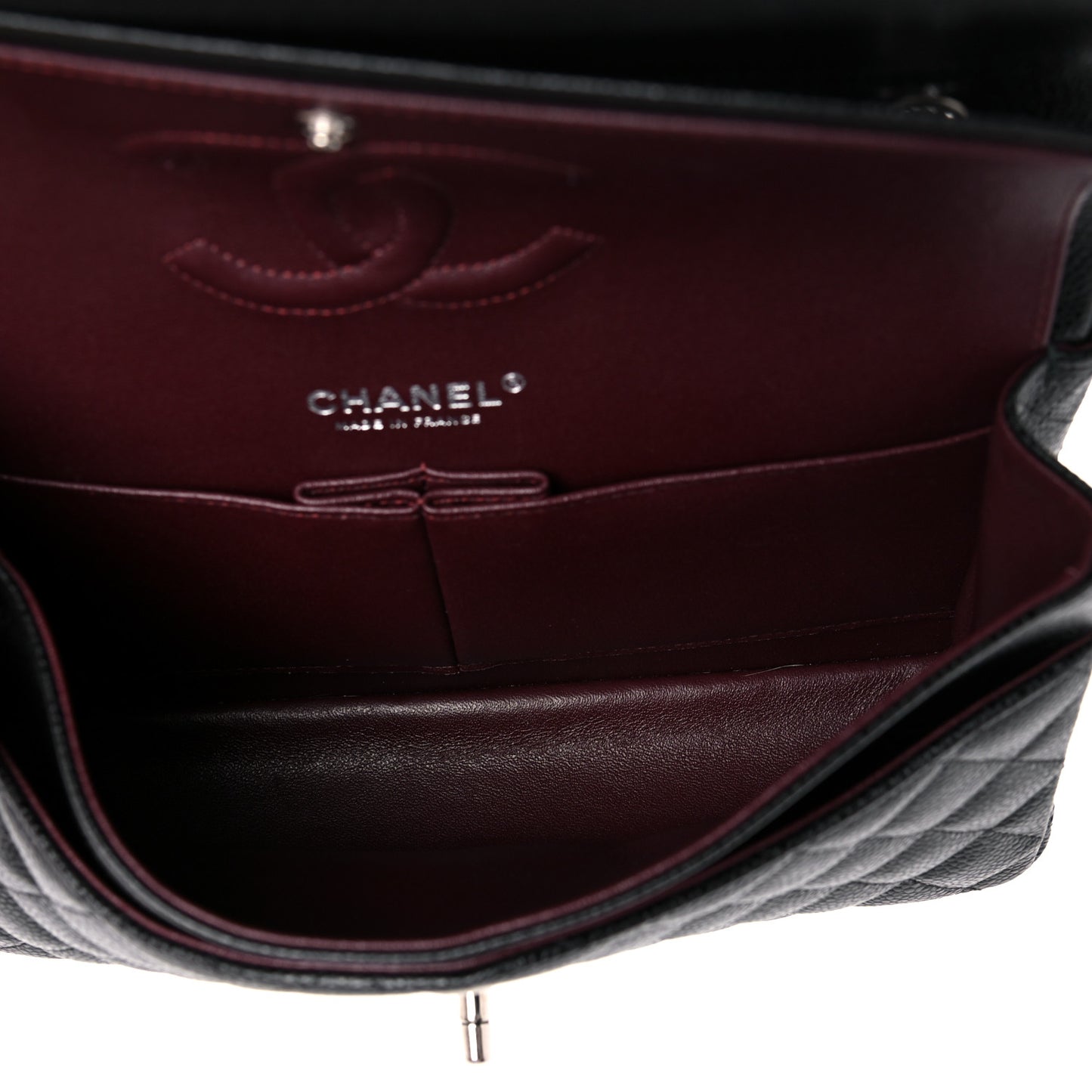 Caviar Quilted Medium Double Flap Black