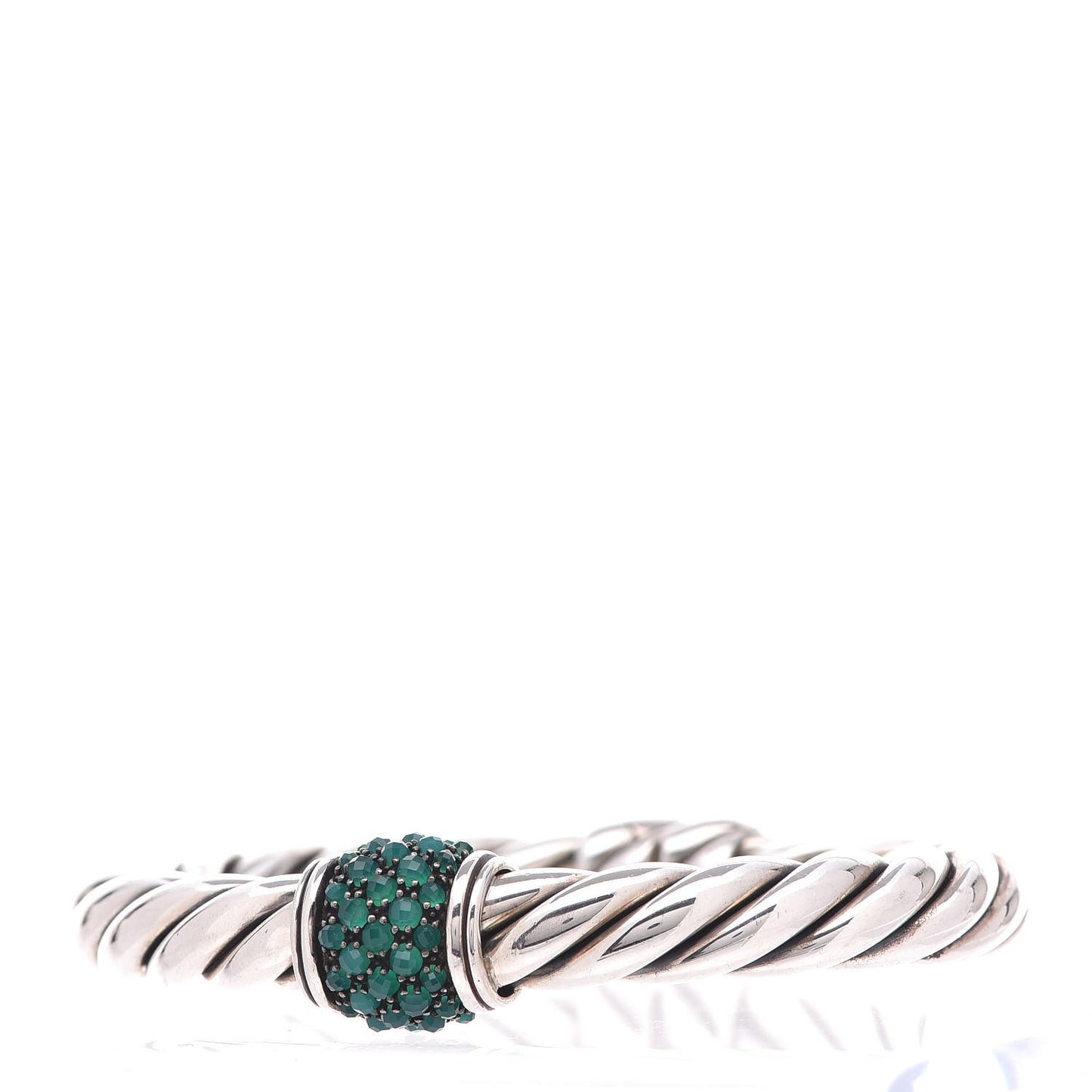 Sterling Silver Green Onyx Cable Berries Center Station Bracelet