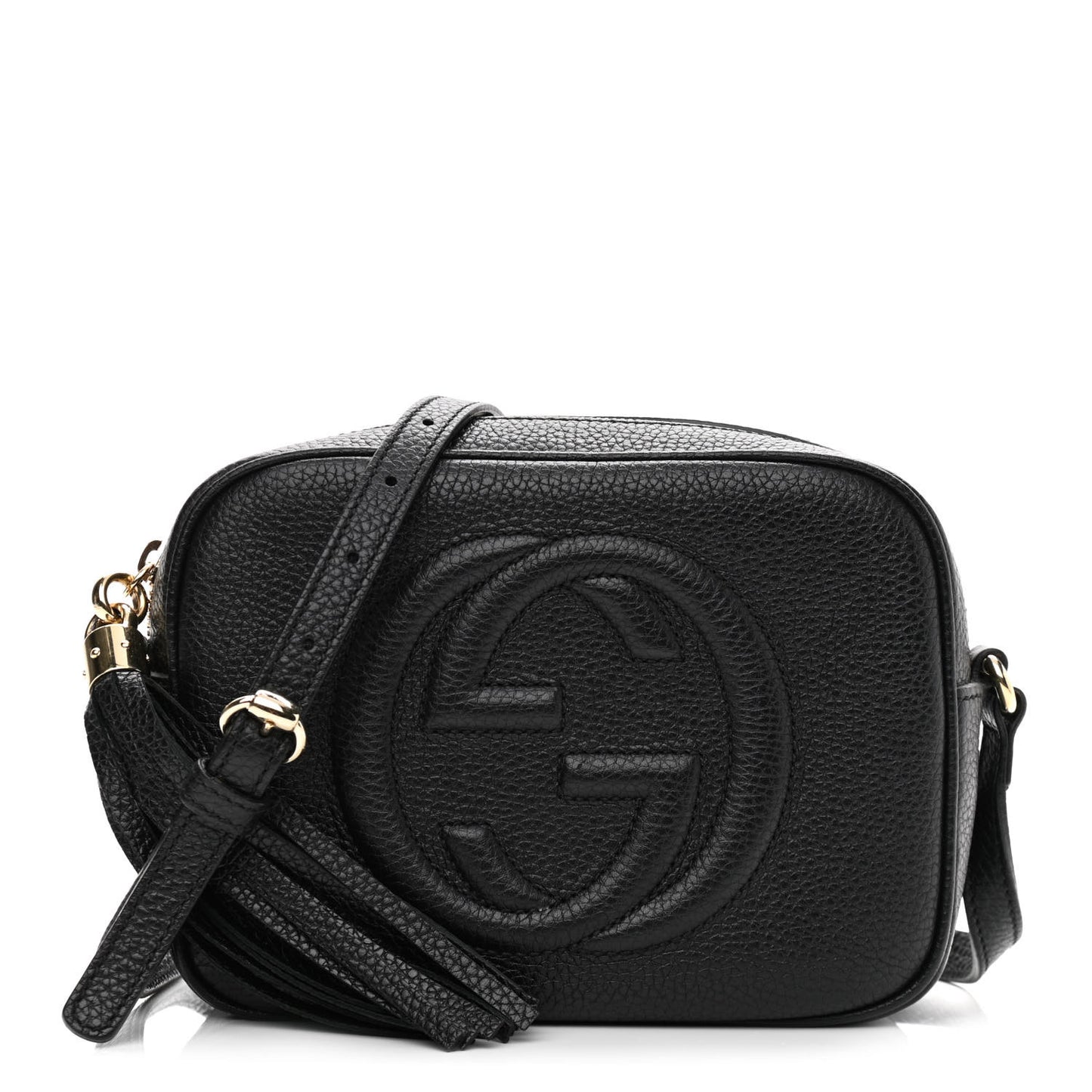 Pebbled Calfskin Small Soho Disco Bag Black