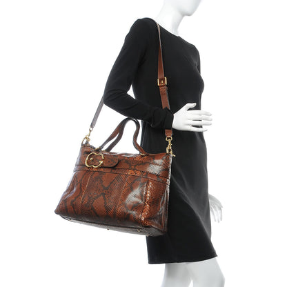 Gucci Python Medium Ride Top Handle Bag Brown 3 of 9
