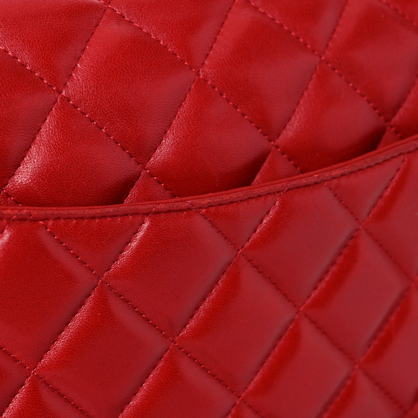 Lambskin Quilted Jumbo Double Flap Red