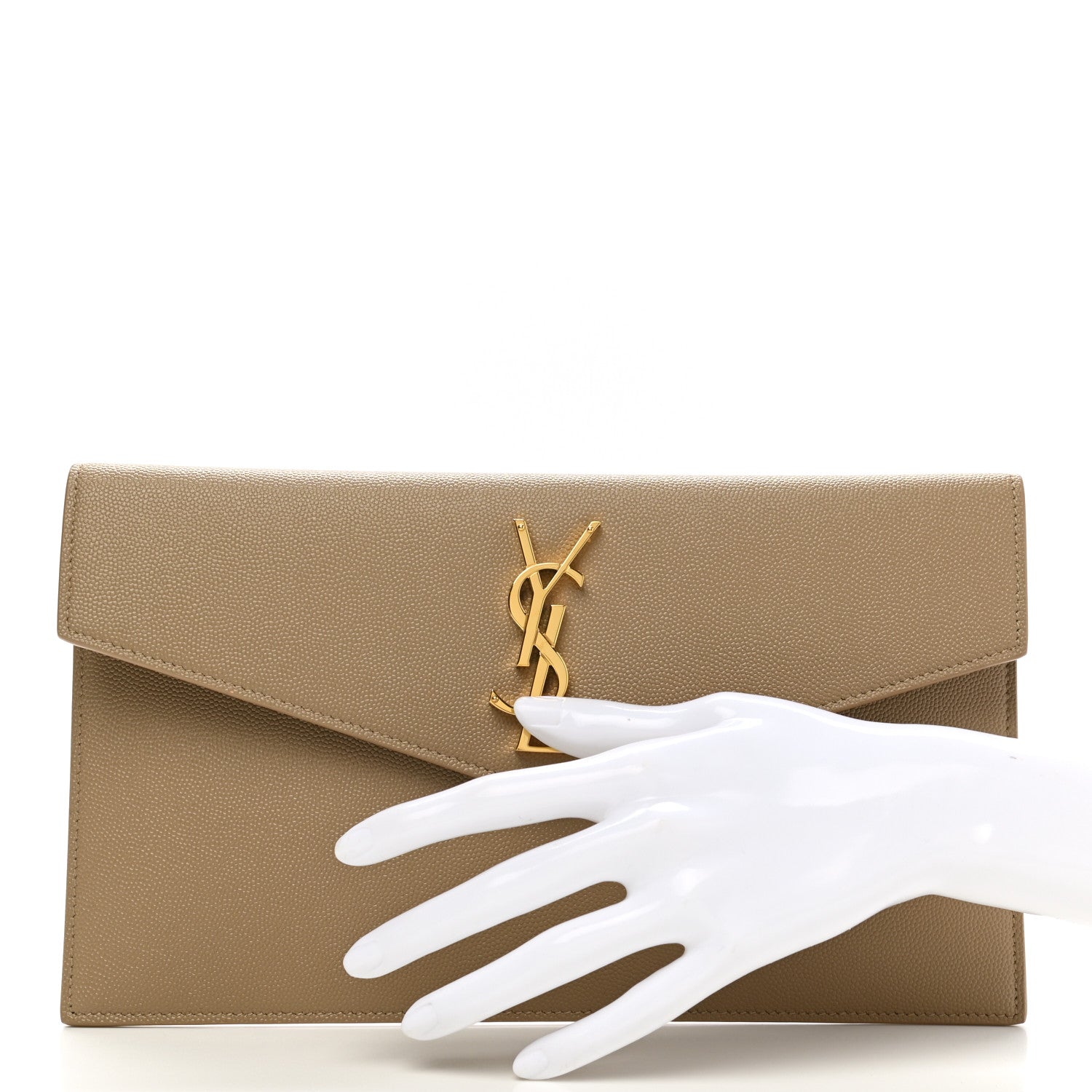 Saint Laurent Grain De Poudre Uptown Pouch Dark Beige 2 of 6