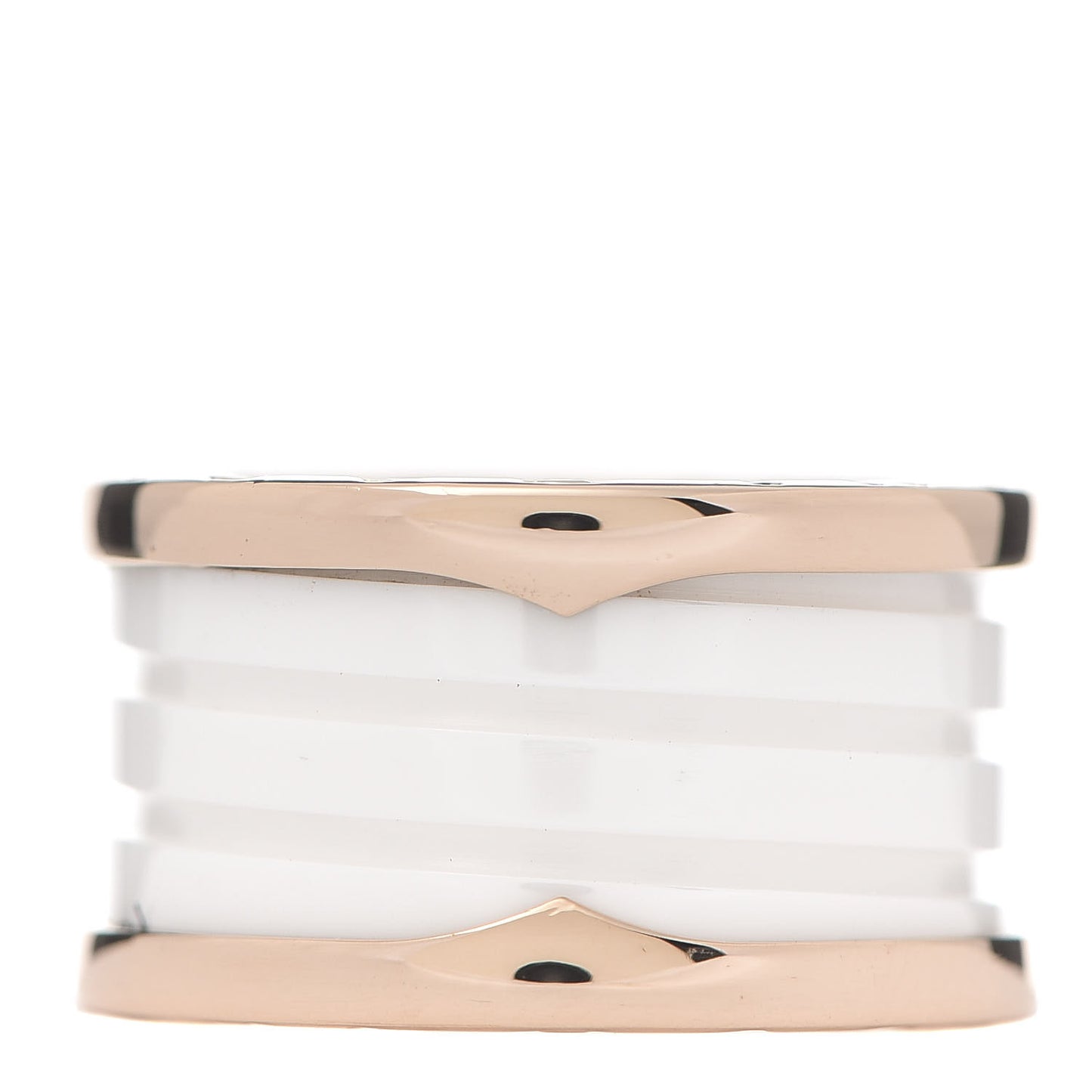 18K Rose Gold White Ceramic B.Zero1 Four-Band Ring 51 5.75