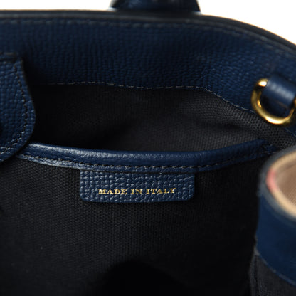 Burberry Grainy Calfskin House Check Baby Banner Tote Ink Blue 9 of 11