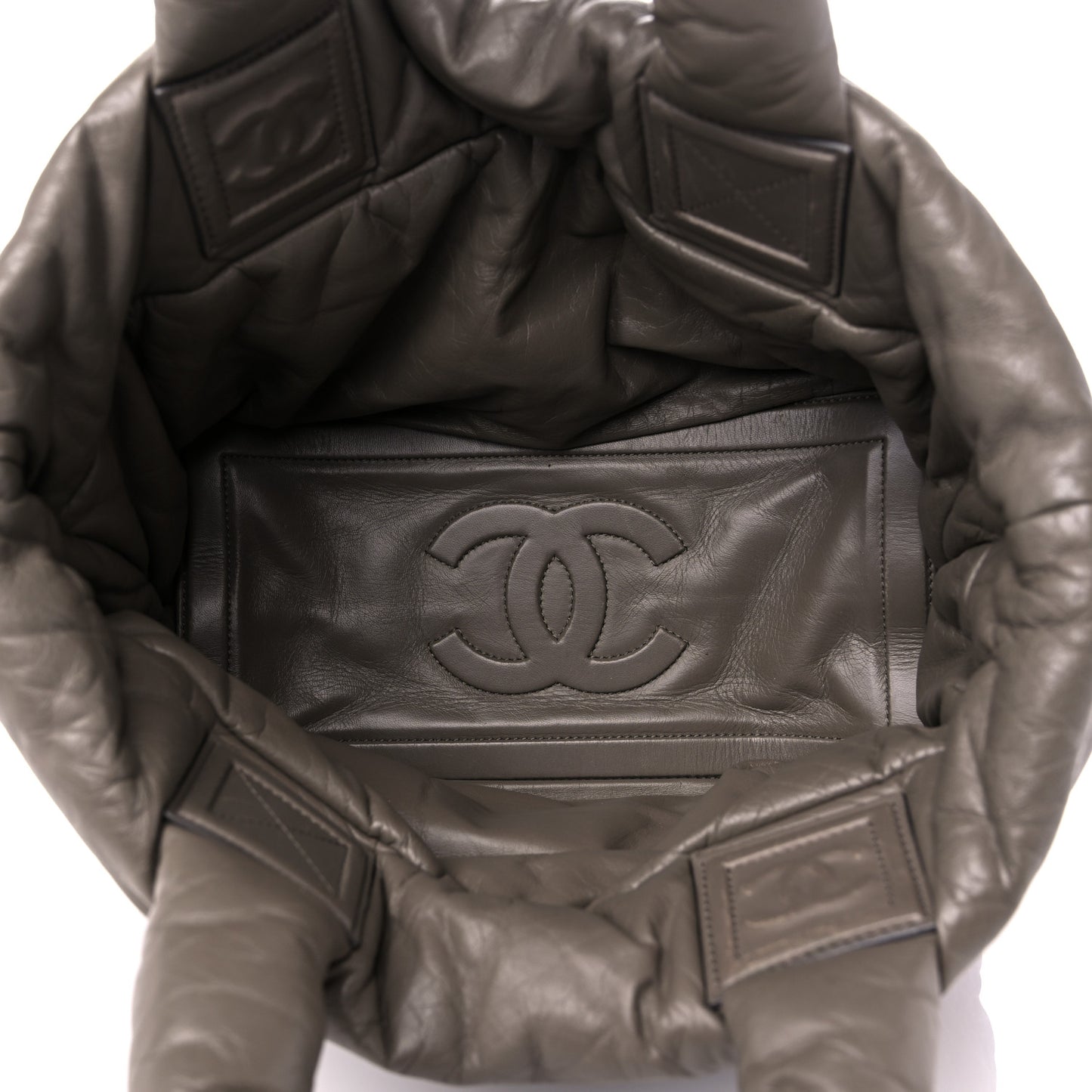 Lambskin Quilted Small Coco Cocoon Reversible Tote Grey Burgundy