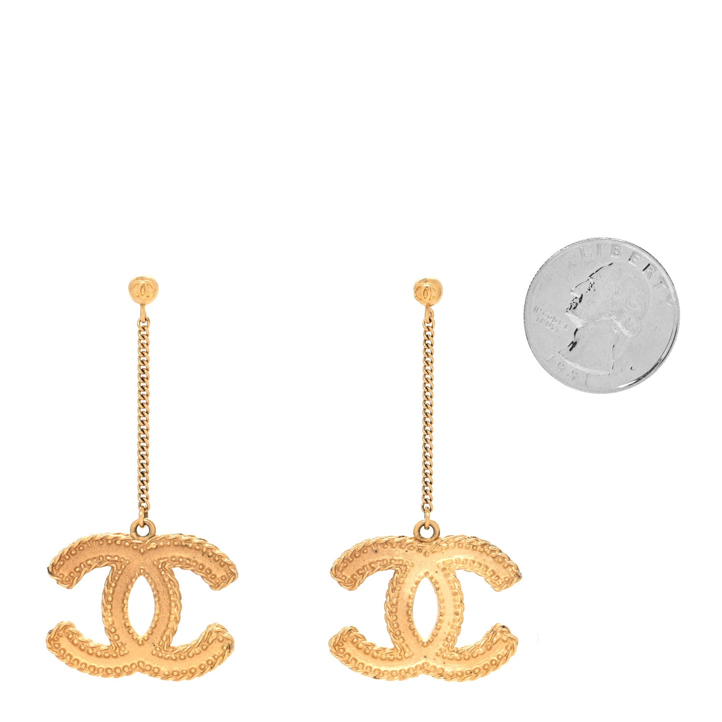 CC Drop Earrings Matte Gold