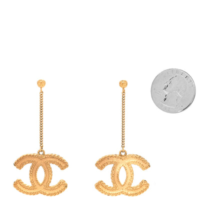 Chanel CC Drop Earrings Matte Gold 2 of 4