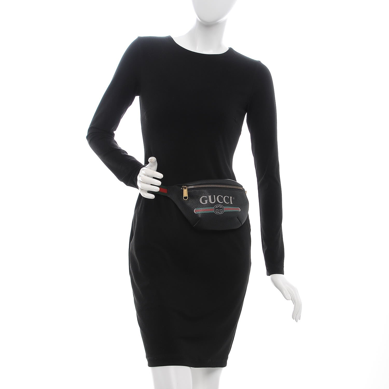 Gucci Grained Calfskin Small Logo Belt Bag Black 2 of 8