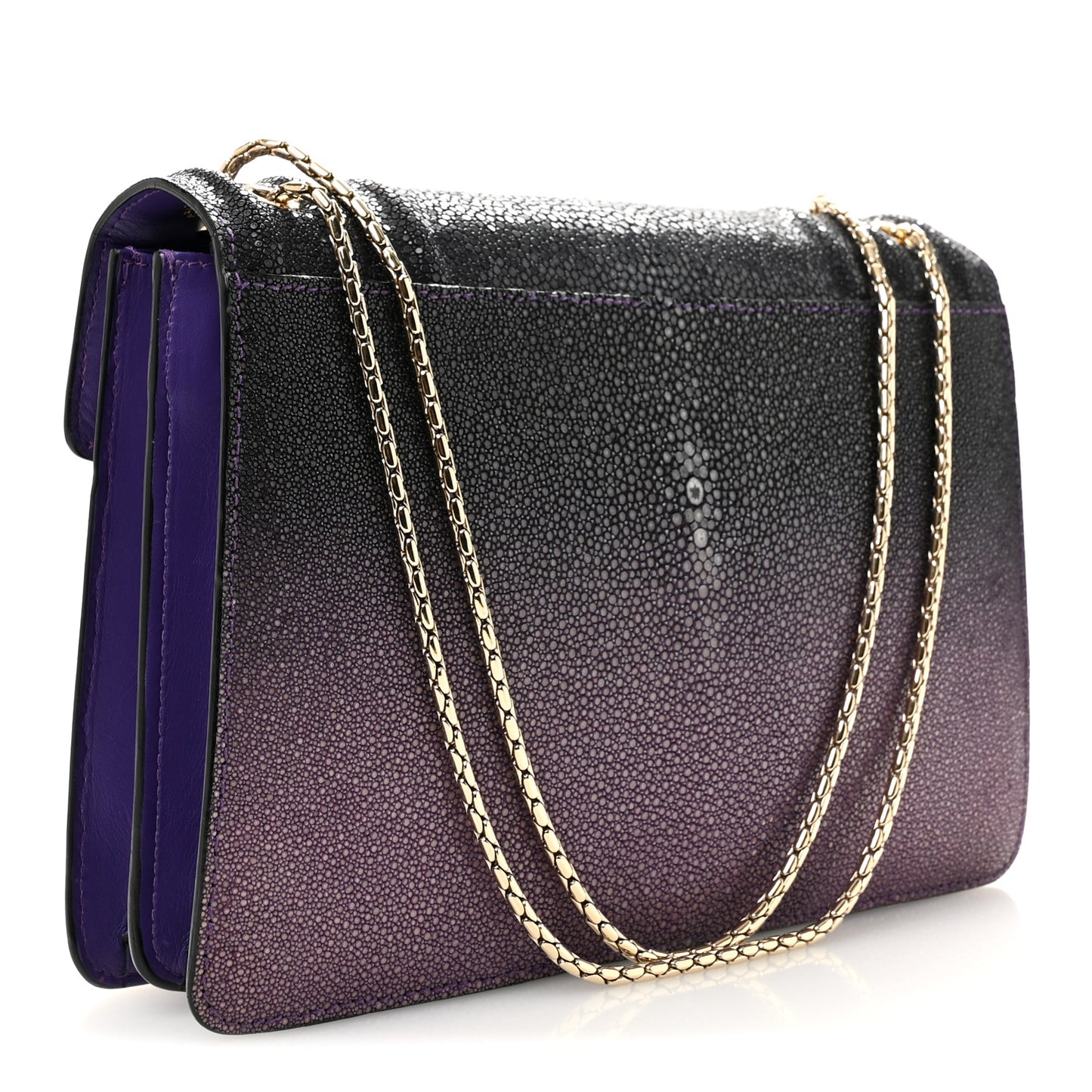Calfskin Galuchat Serpenti Forever Shoulder Bag Purple
