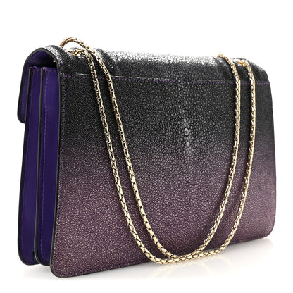 Bulgari Calfskin Galuchat Serpenti Forever Shoulder Bag Purple 4 of 14