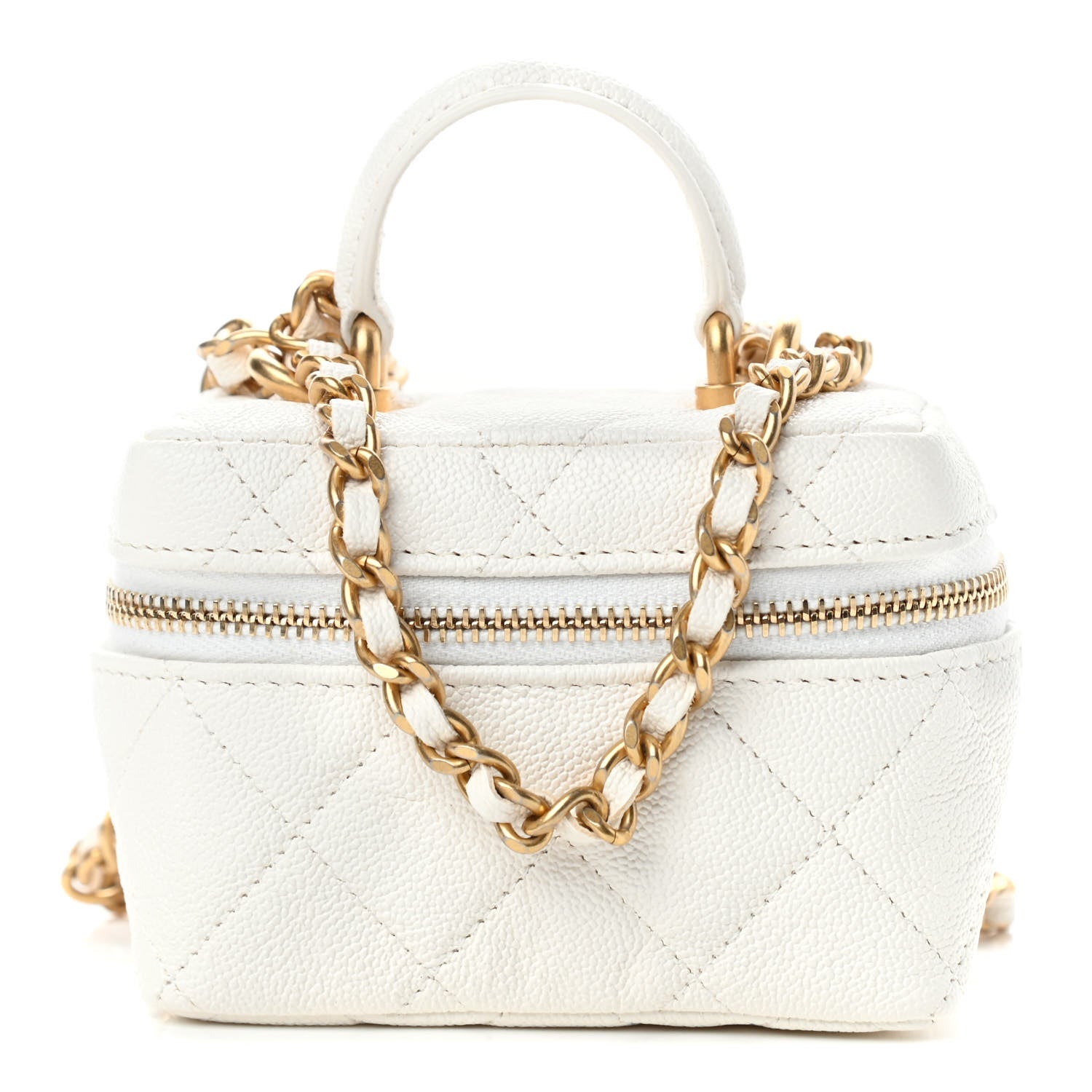 Chanel Caviar Quilted Mini Top Handle Vanity With Chain White 1 of 10