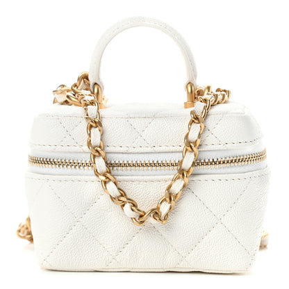 Chanel Caviar Quilted Mini Top Handle Vanity With Chain White 1 of 10