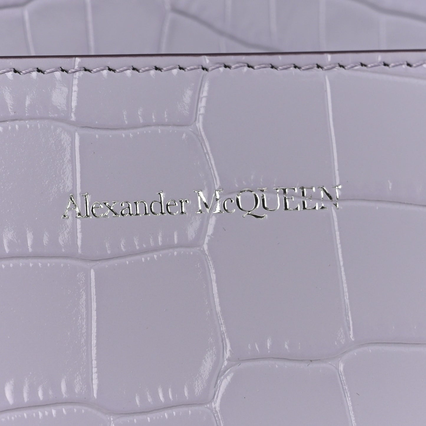 Shiny Crocodile Embossed Jeweled Satchel Lavender