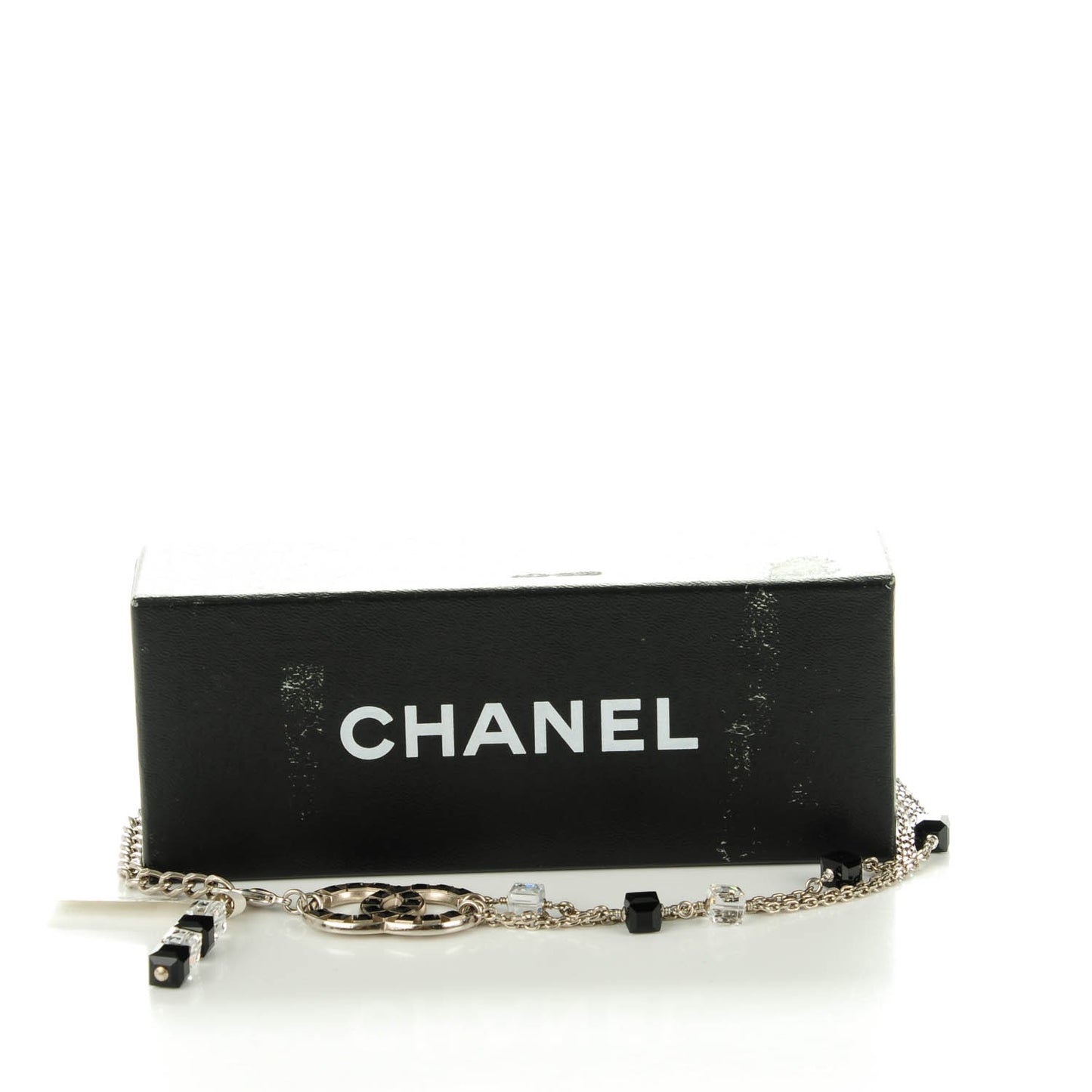 Baguette Crystal CC Belt Silver Black
