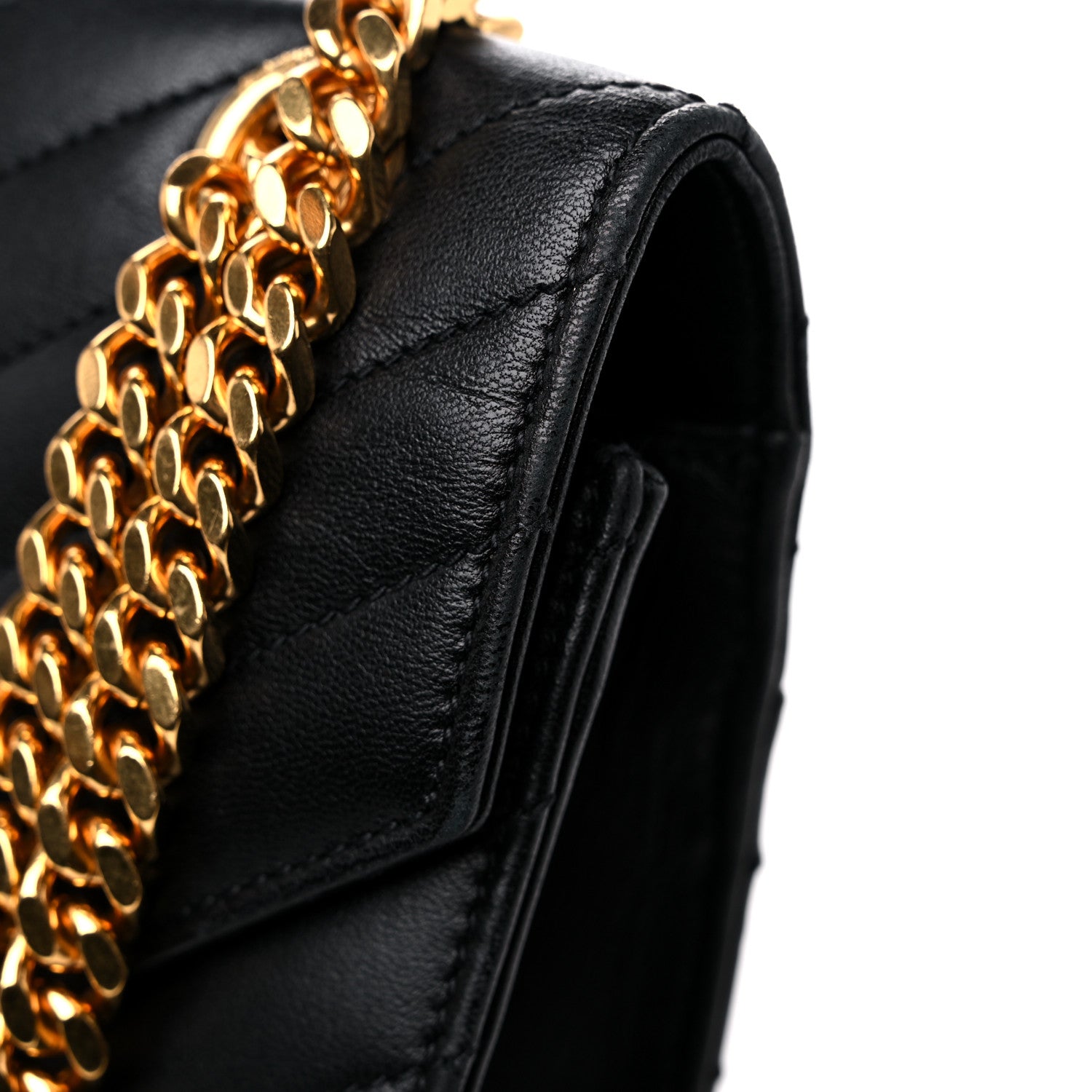 Saint Laurent Grain De Poudre Matelasse Chevron Medium Monogram Satchel Black 14 of 14