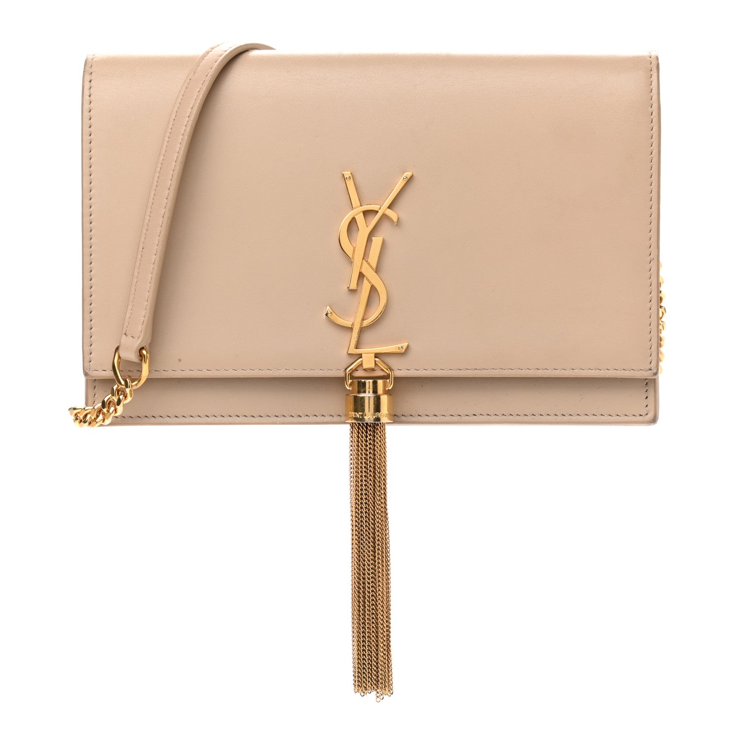 Saint Laurent Smooth Calfskin Classic Monogram Kate Tassel Chain Wallet Light Natural 1 of 13