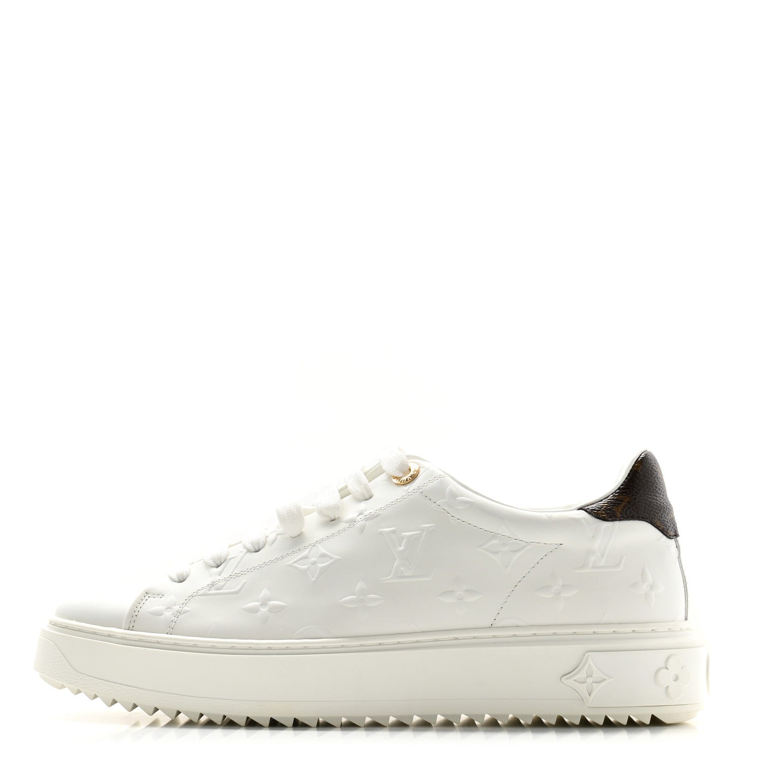 Louis Vuitton Calfskin Monogram Debossed Time Out Sneakers 40 White 1 of 10