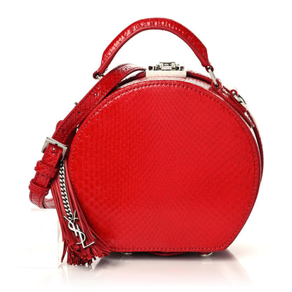Saint Laurent Python Mica Hat Box Red 1 of 7