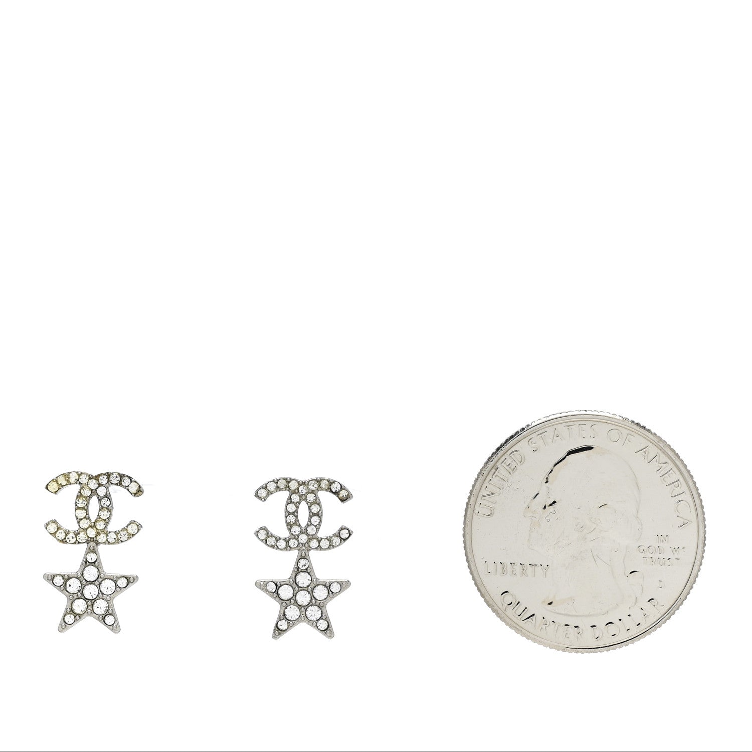 Chanel Crystal CC Starfall Drop Earrings Silver 2 of 4