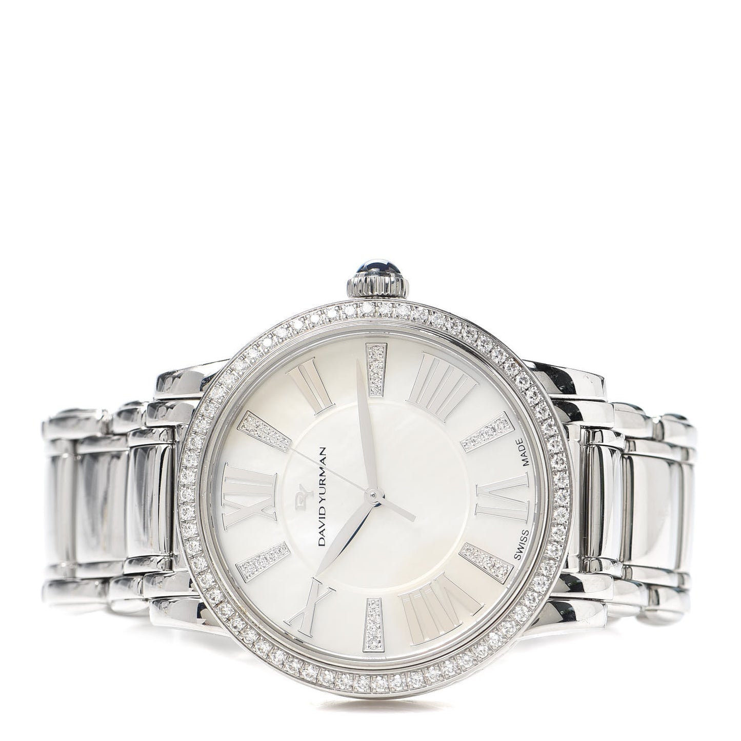Stainless Steel Diamond Bezel Mother of Pearl 38mm Classic Quartz Watch
