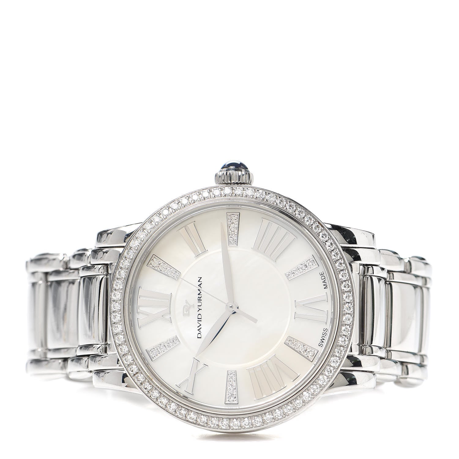 David Yurman Stainless Steel Diamond Bezel Mother of Pearl 38mm Classic Quartz Watch 2 of 4