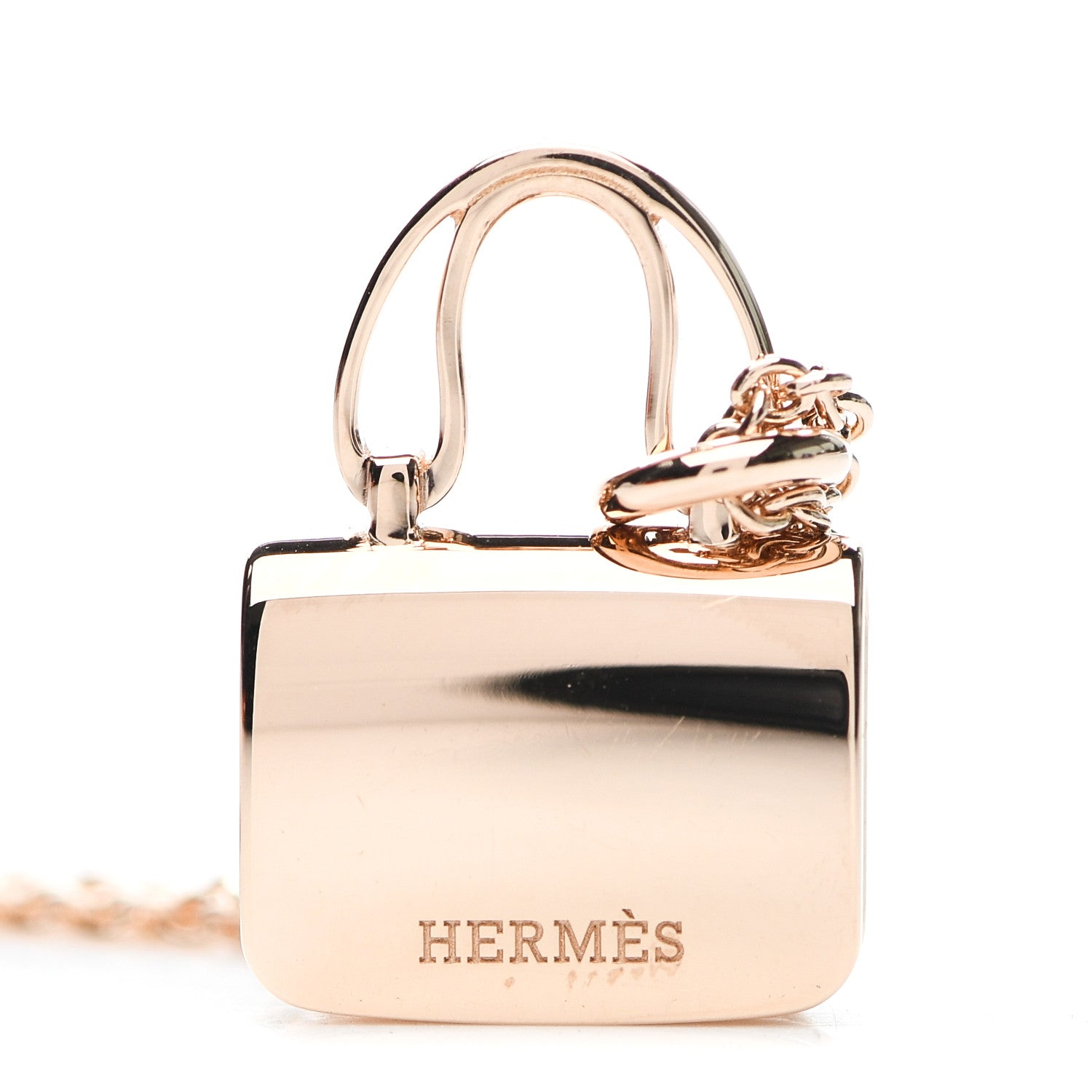 Hermes 18K Rose Gold Diamond Constance Amulettes Pendant Necklace 4 of 6