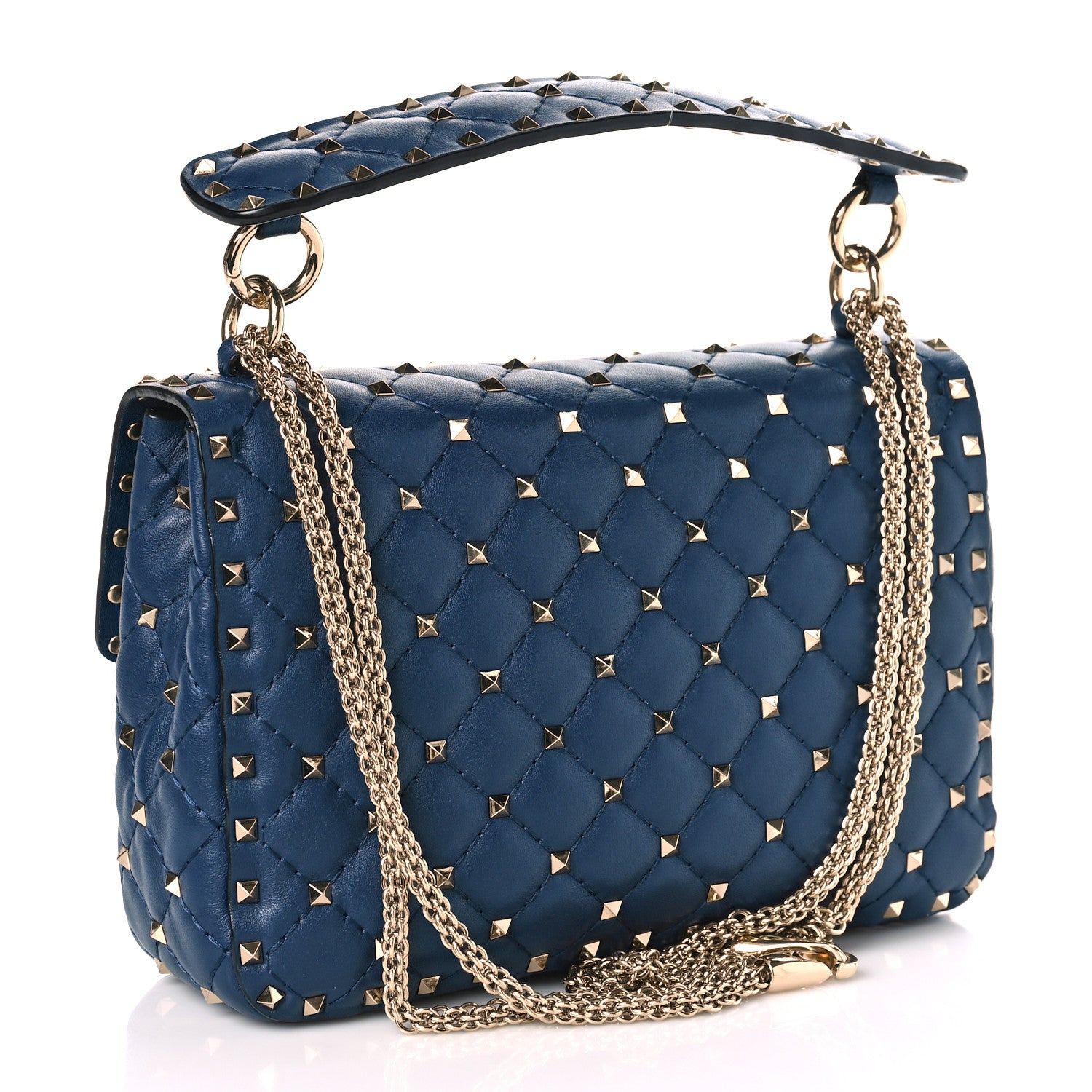Valentino Garavani Nappa VLTN Print Medium Rockstud Spike Shoulder Bag Pure Blue White 3 of 11