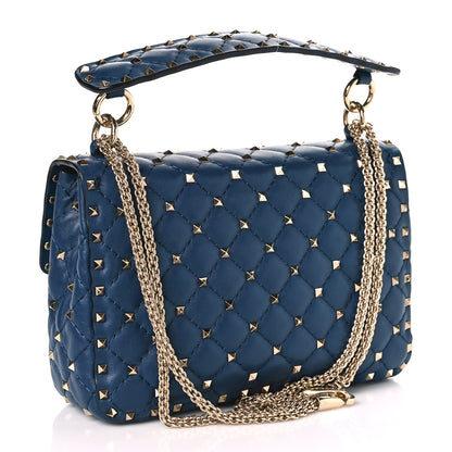 Valentino Garavani Nappa VLTN Print Medium Rockstud Spike Shoulder Bag Pure Blue White 3 of 11