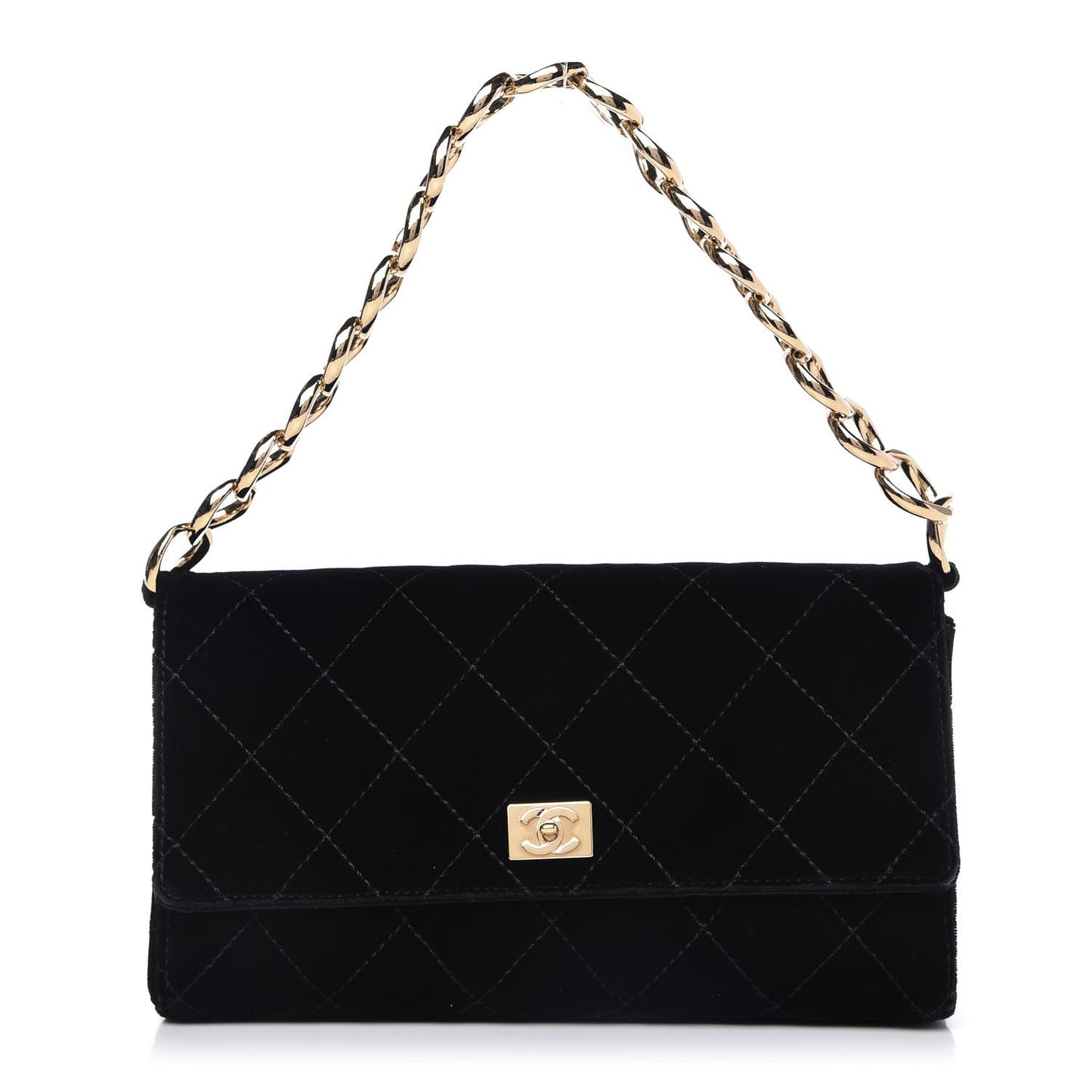 Velvet Quilted Evening Bag Black