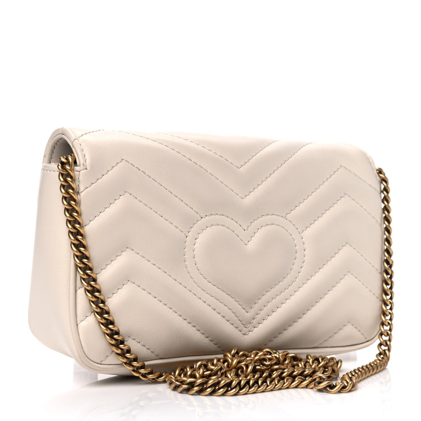 Calfskin Matelasse Super Mini GG Marmont Shoulder Bag White