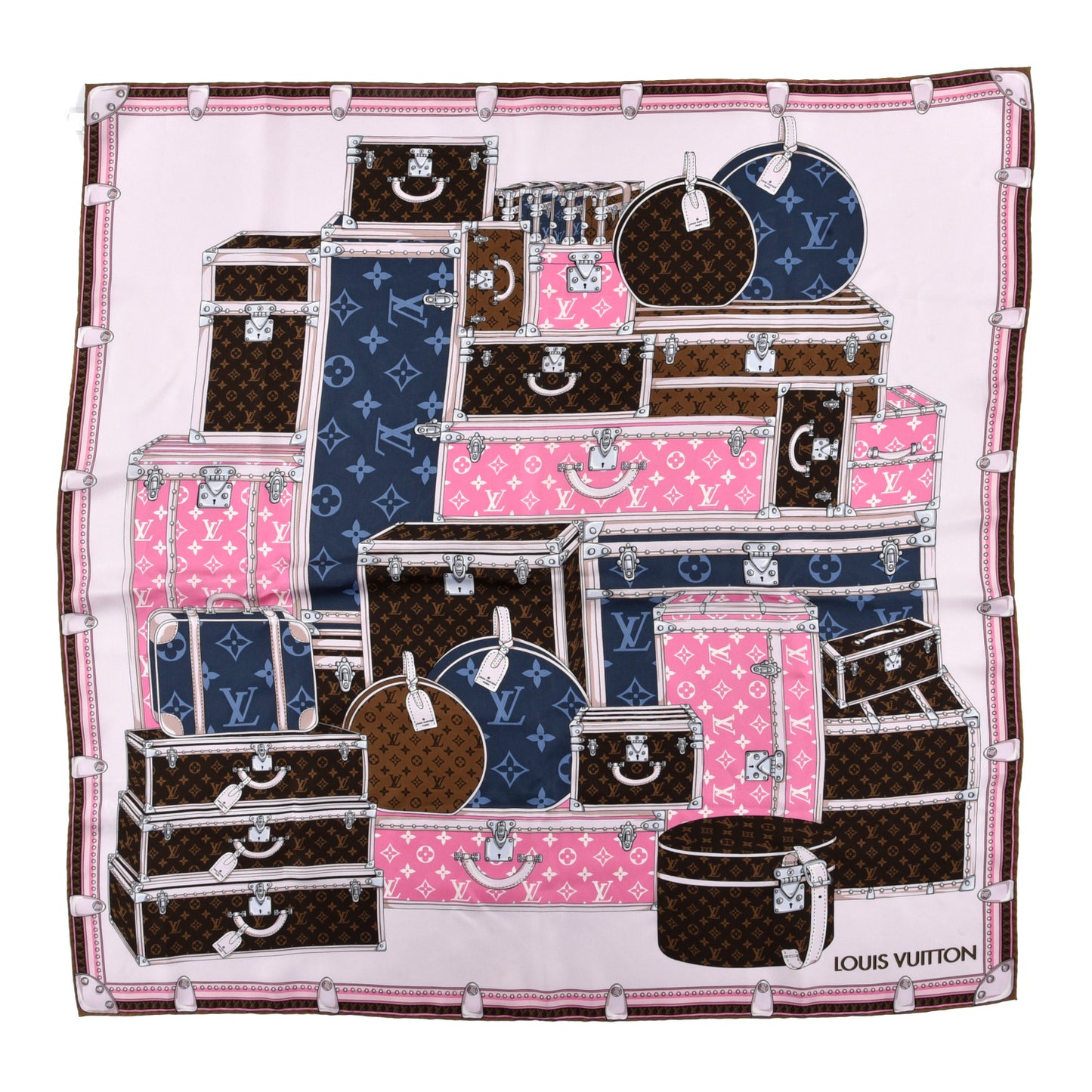 Silk Monogram Lets Go Square Scarf Rose