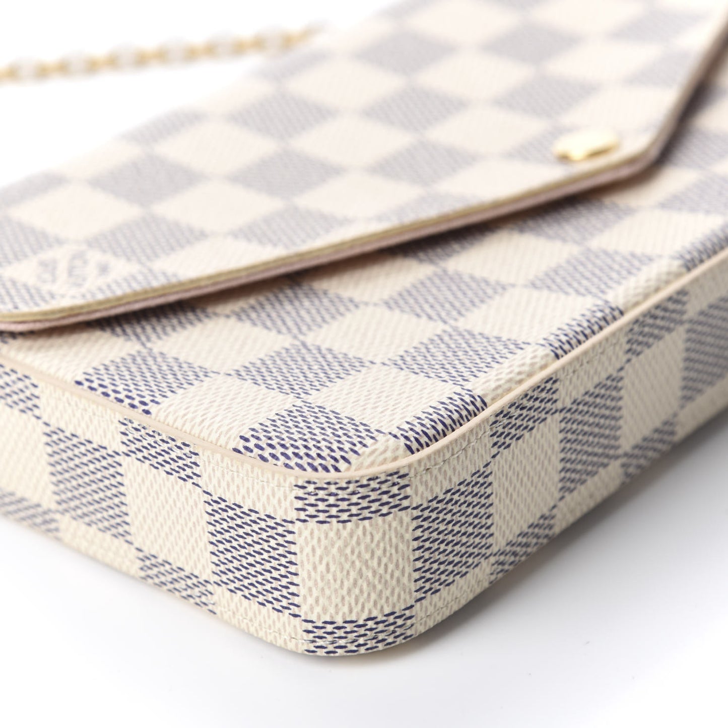 Damier Azur Pochette Felicie Chain Wallet Rose Ballerine
