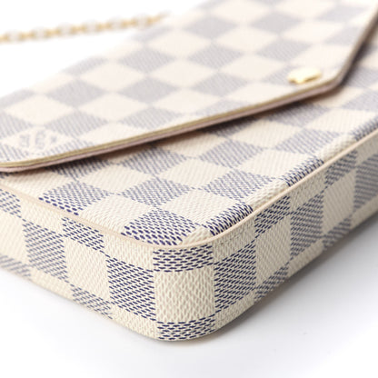Louis Vuitton Damier Azur Pochette Felicie Chain Wallet Rose Ballerine 6 of 14