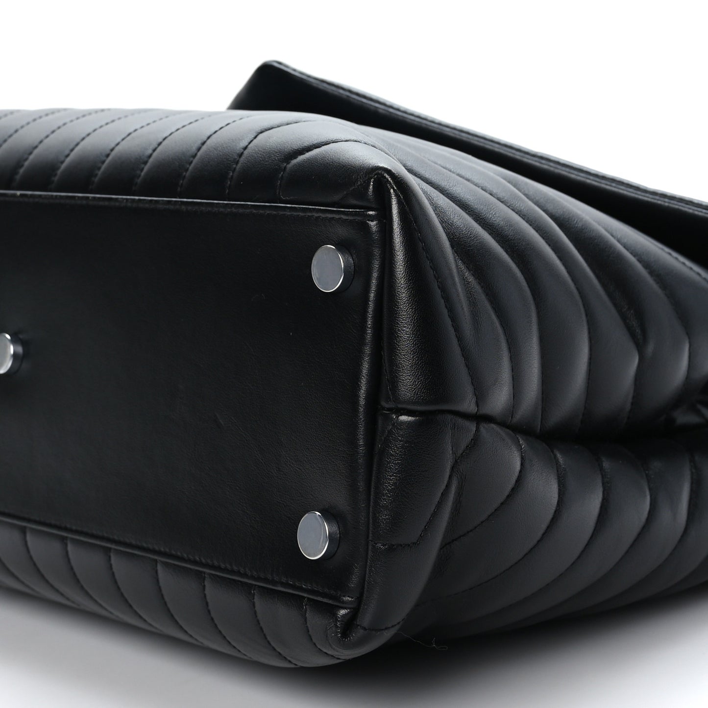 Calfskin Y Quilted Monogram Large Loulou Chain Satchel Black