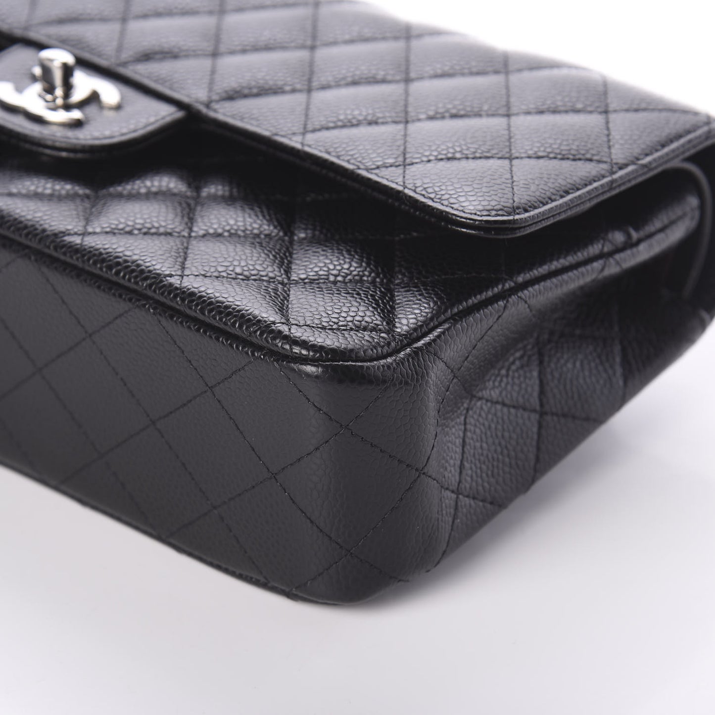 Caviar Quilted Medium Double Flap Black