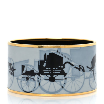 Hermes Enamel Printed Carriage Extra Wide Bracelet 62 3 of 5