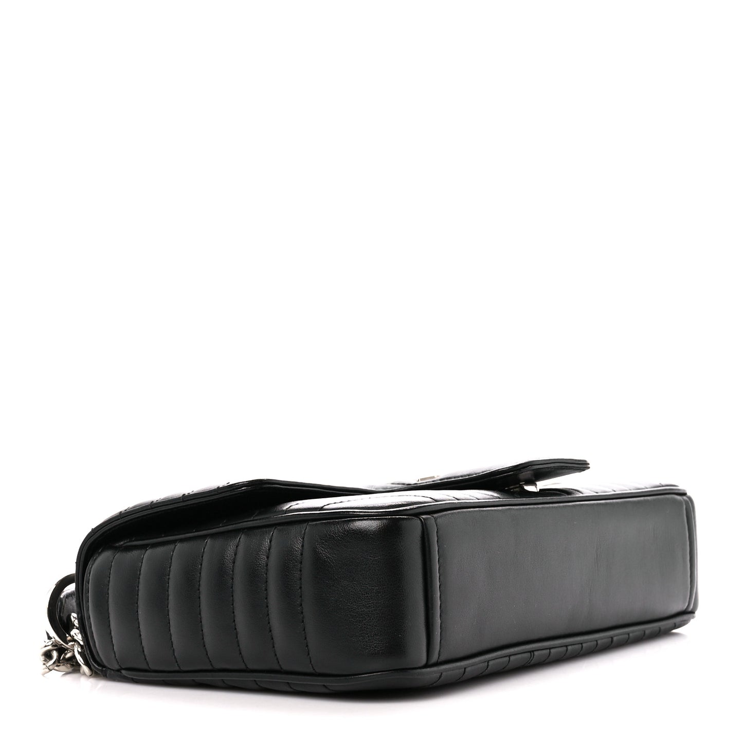 Soft Calfskin Impunture Diagramme Medium Chain Flap Shoulder Bag Black