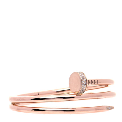 Cartier 18K Pink Gold Diamond Double Wrap Juste Un Clou Bracelet 15 5 of 8