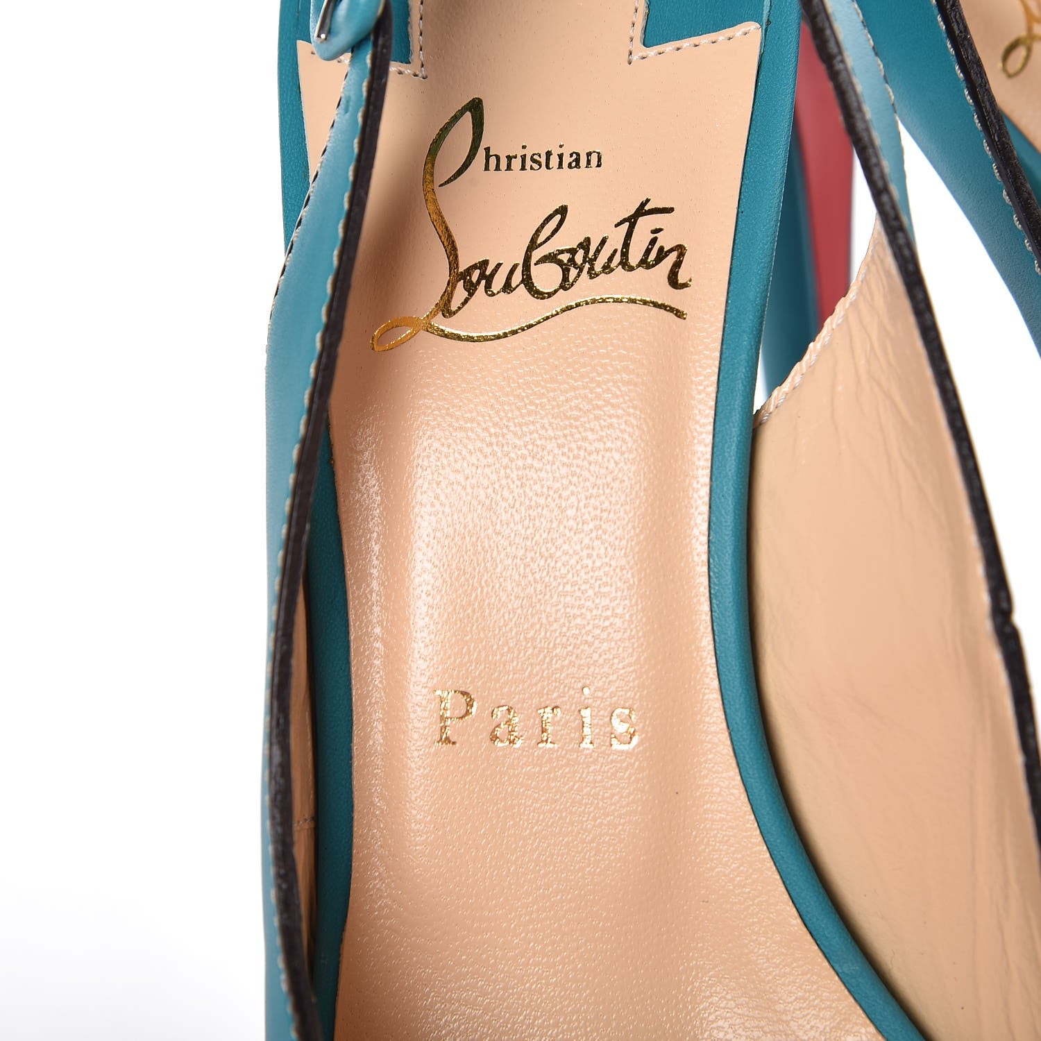 Christian Louboutin Calfskin Palais Royal Trepointe Sling 140 Pumps 38 Riviera Grezzo 7 of 9
