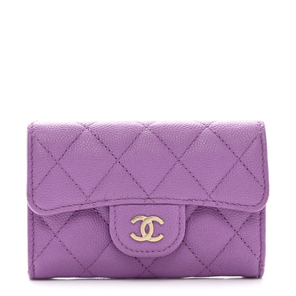 Chanel Caviar Quilted Flap Card Holder Wallet Purple 1 of 8