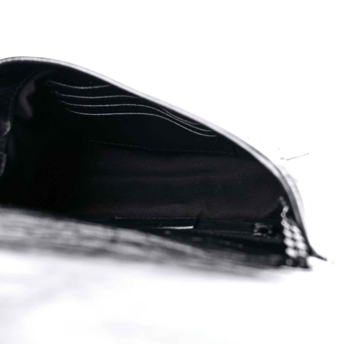 Crinkled Calfskin Matelasse Monogram Niki Chain Wallet Black