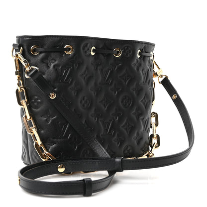 Louis Vuitton Lambskin Embossed Monogram Coussin Bucket Black Black 3 of 9