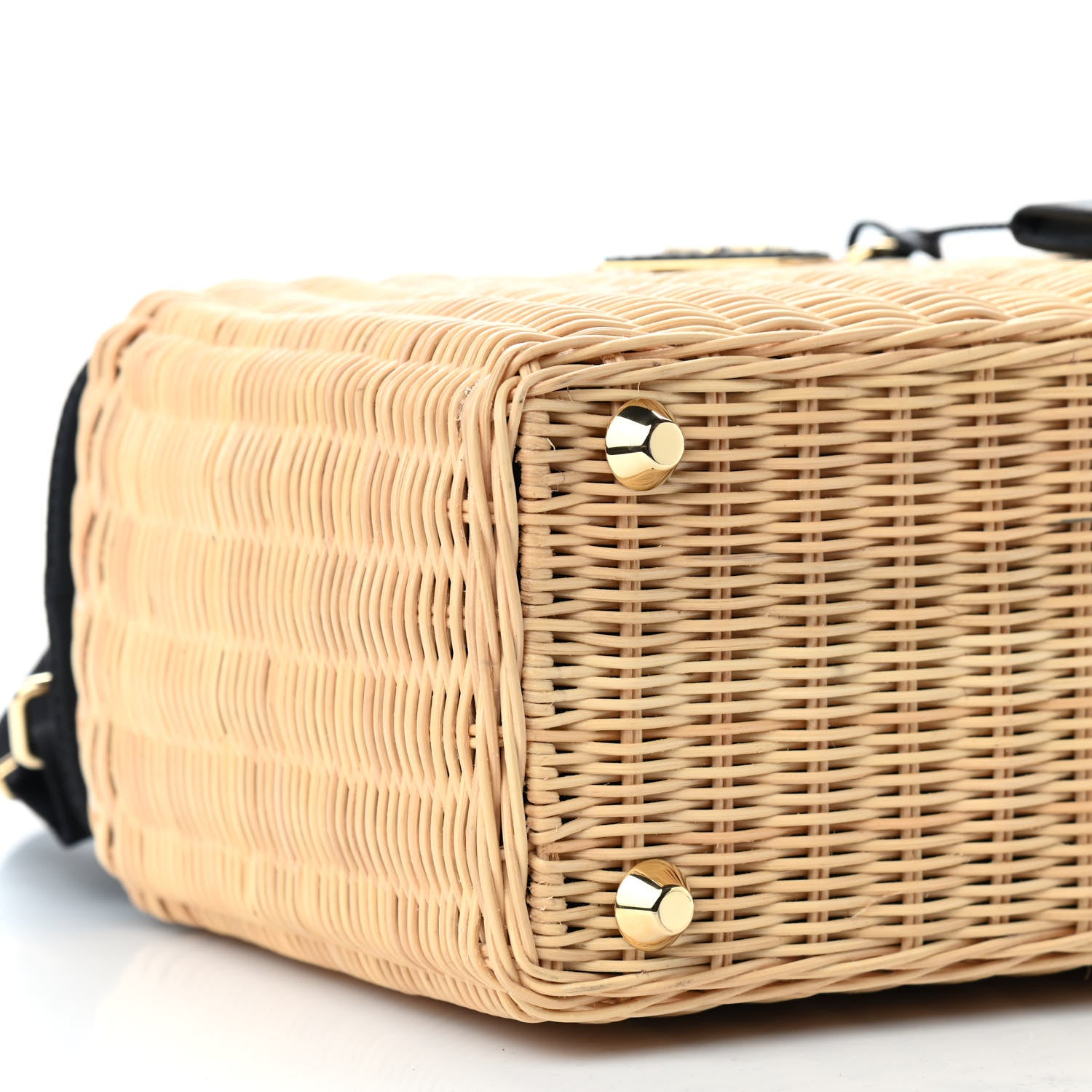Prada Wicker Canvas Shoulder Bag Naturale Black 9 of 12