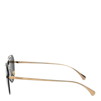 Chanel Titanium CC Pilot Aviator Sunglasses 4272-T Black Gold 3 of 6