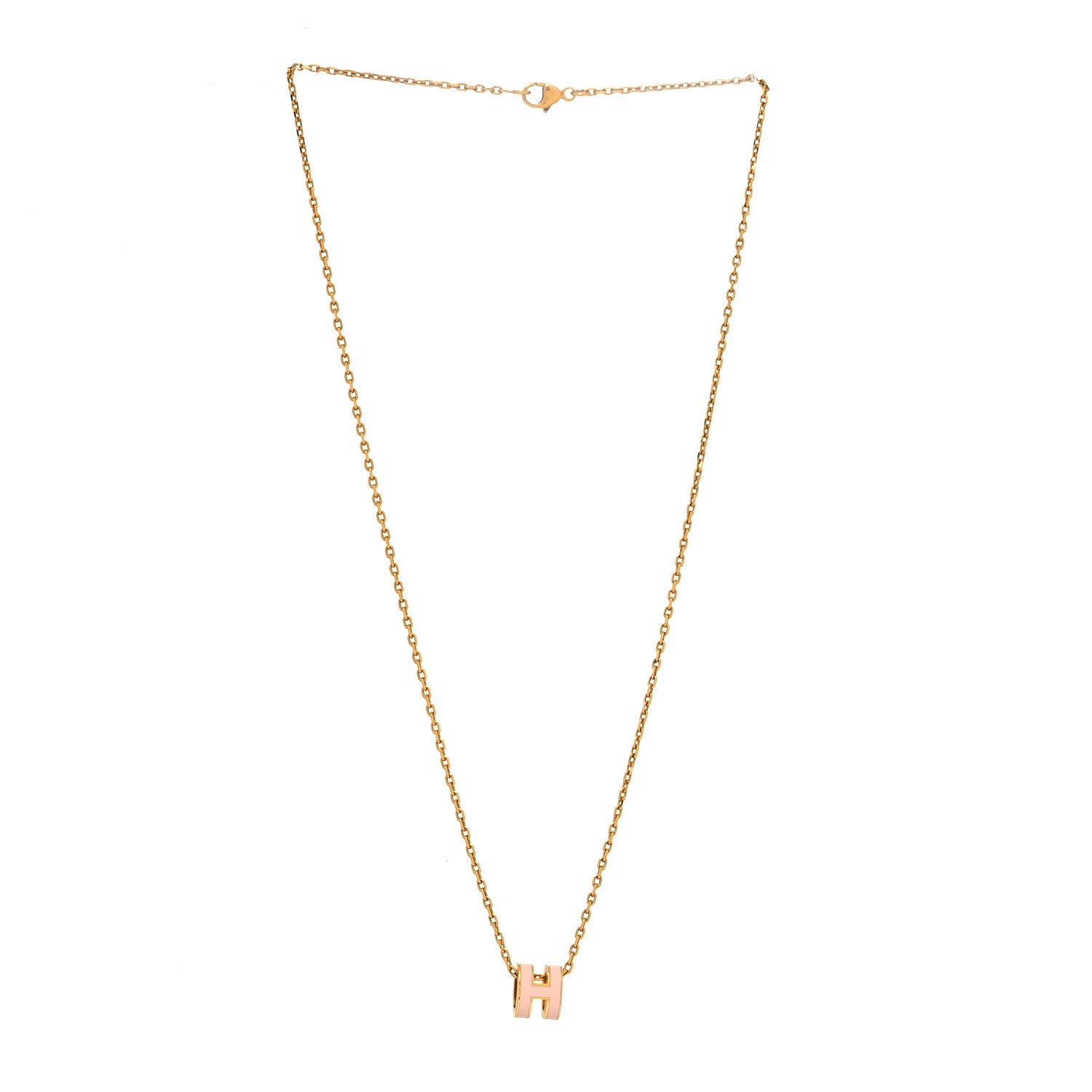 Hermes Lacquered Rose Gold Mini Pop H Pendant Necklace Rose Dragee 3 of 5