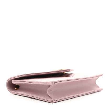 Saint Laurent Grain De Poudre Matelasse Chevron Monogram Envelope Chain Wallet Tender Pink 4 of 11