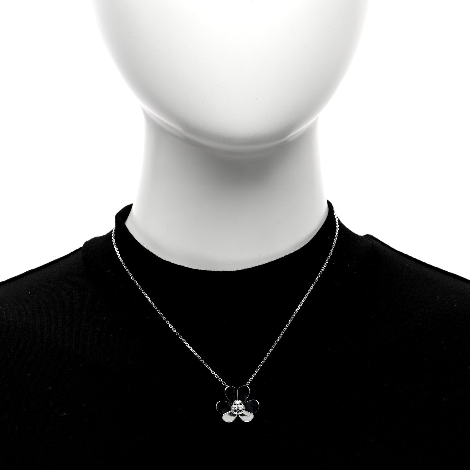 Van Cleef & Arpels 18K White Gold Diamond Large Frivole Pendant Necklace 3 of 4